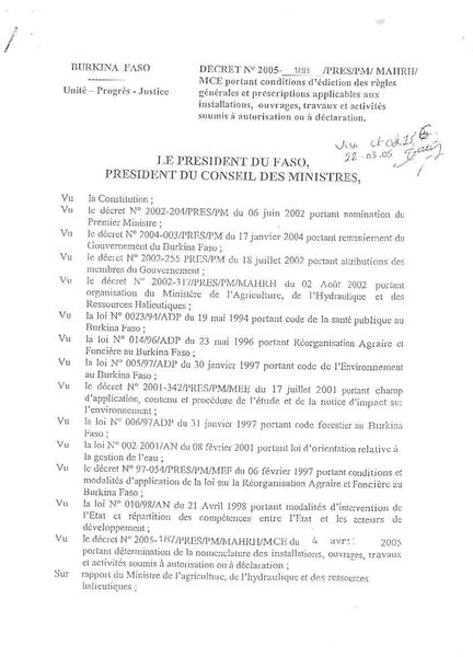 Ediction Décret n°2005-188 portant conditions d'édiction des règles et ...